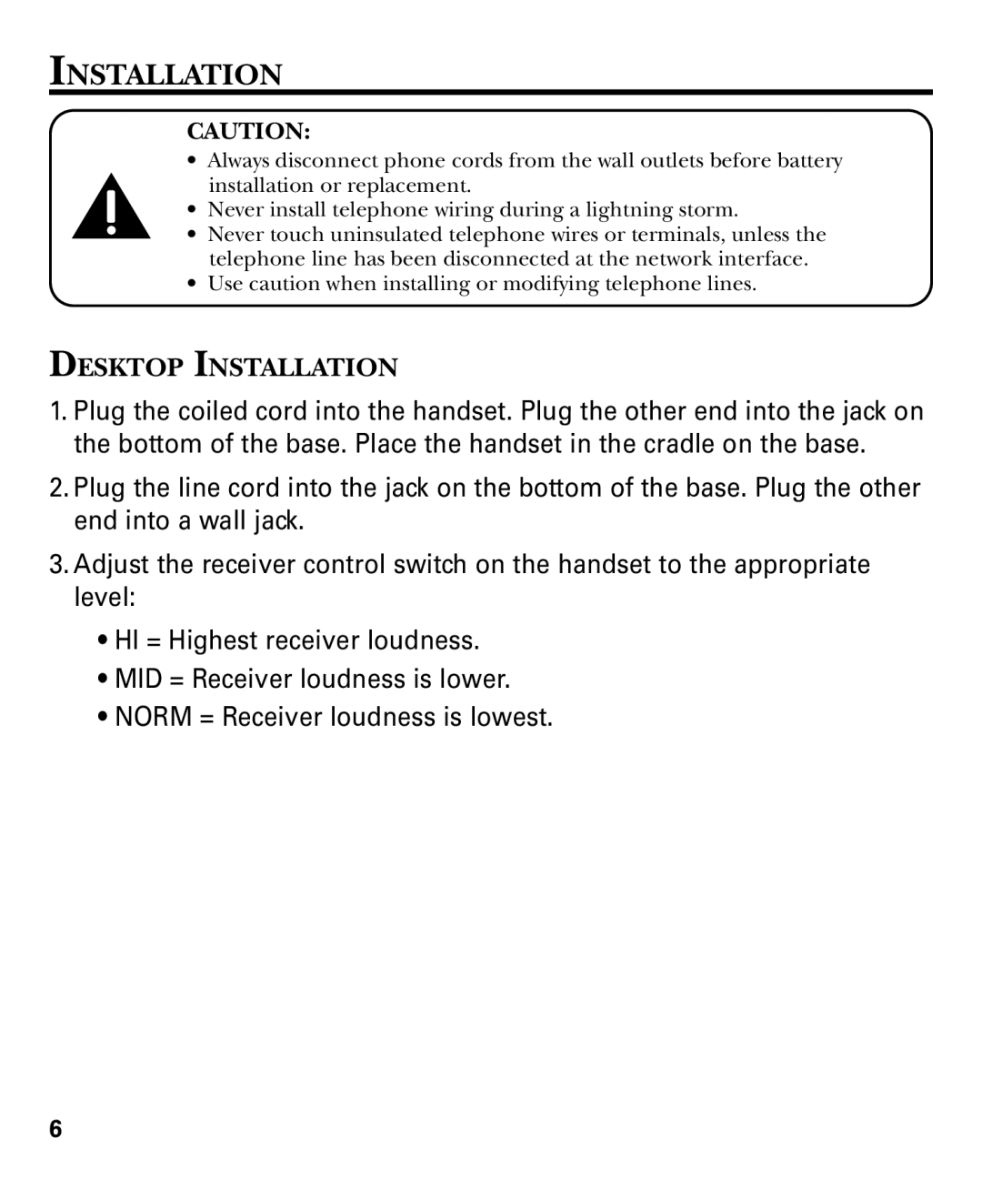 GE 29879 manual Desktop Installation 