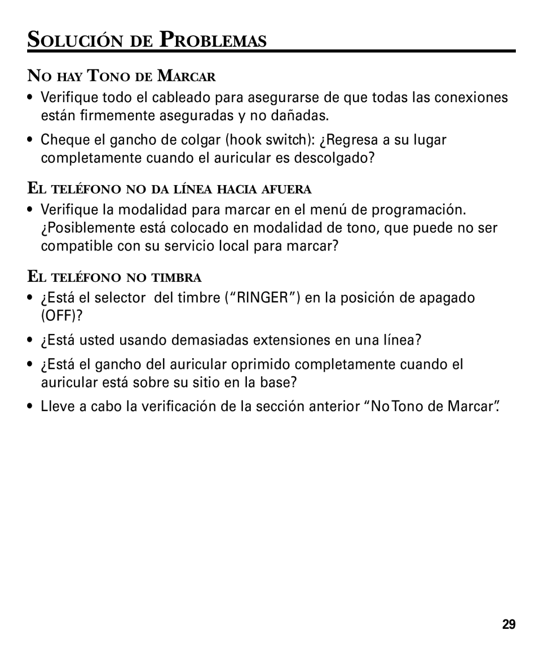 GE 29879 manual Solución DE Problemas 