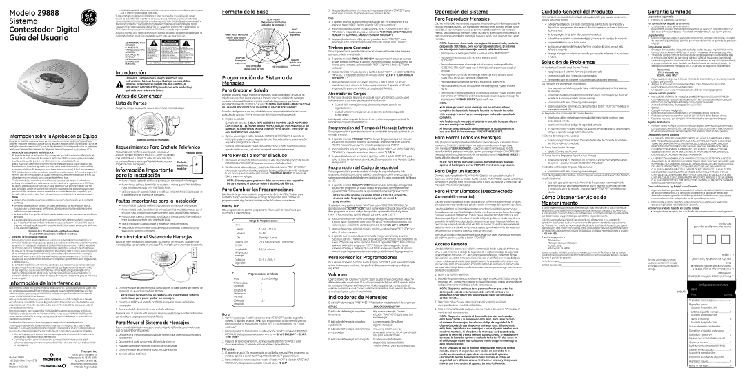 GE 29888, 16018110 warranty Introducción, Antes de Comenzar, Información Importante, Para la Instalación, Formato de la Base 