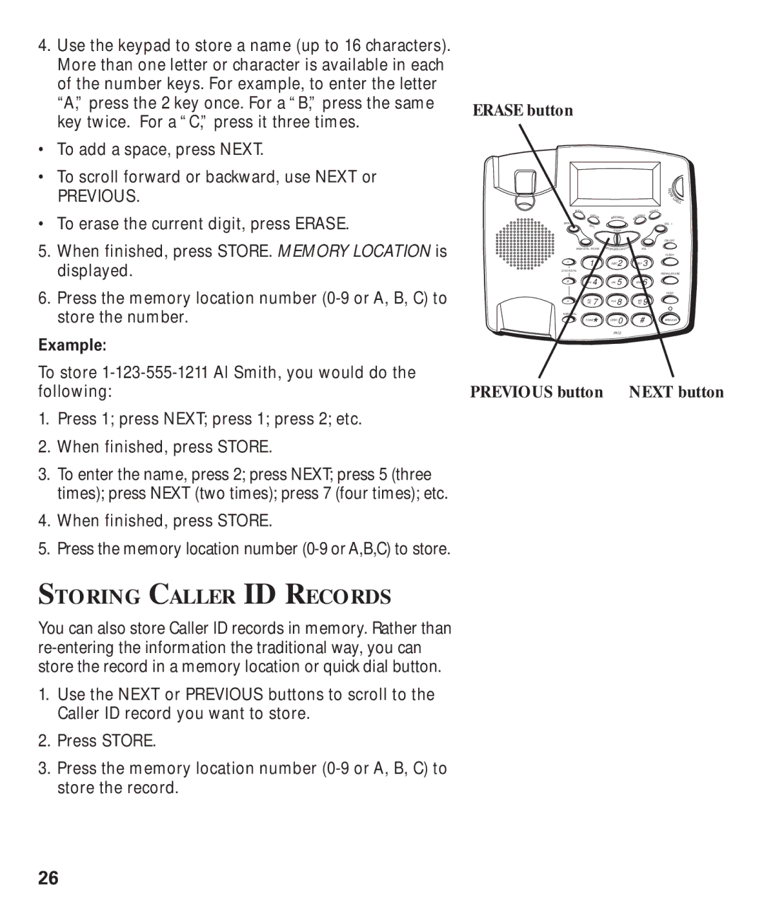 GE 29893 manual Storing Caller ID Records, Example 