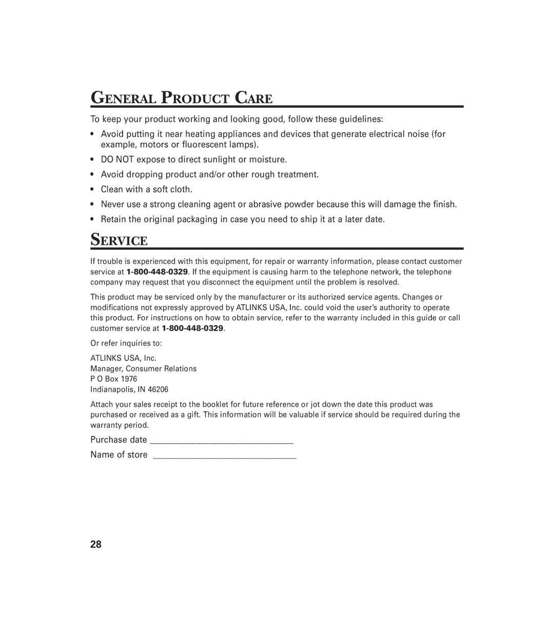 GE 29897 manual General Product Care, Service 