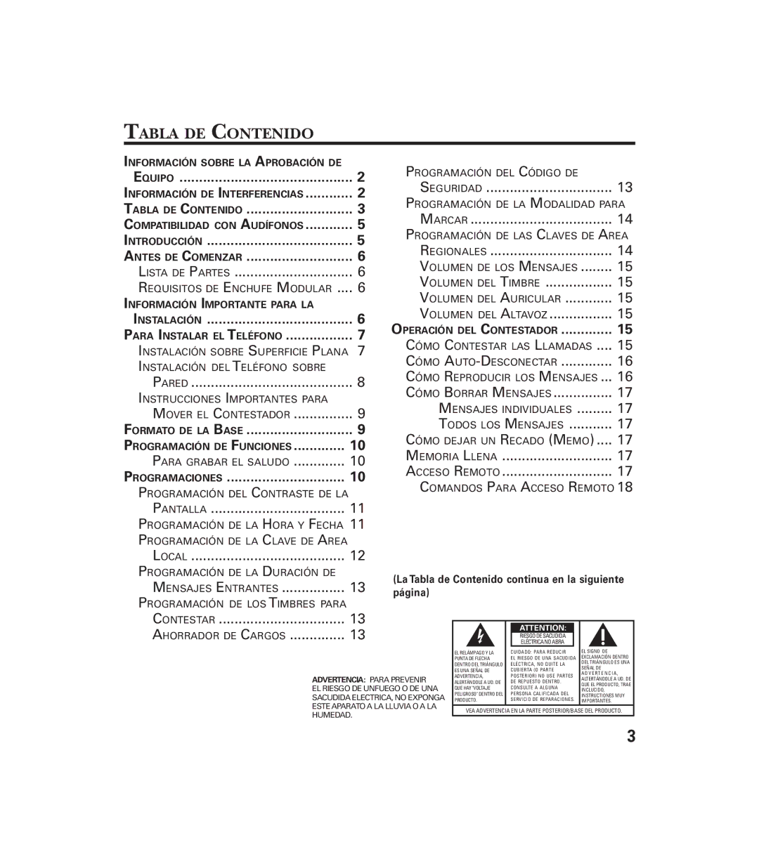 GE 29897 manual Tabla DE Contenido, Instalación 