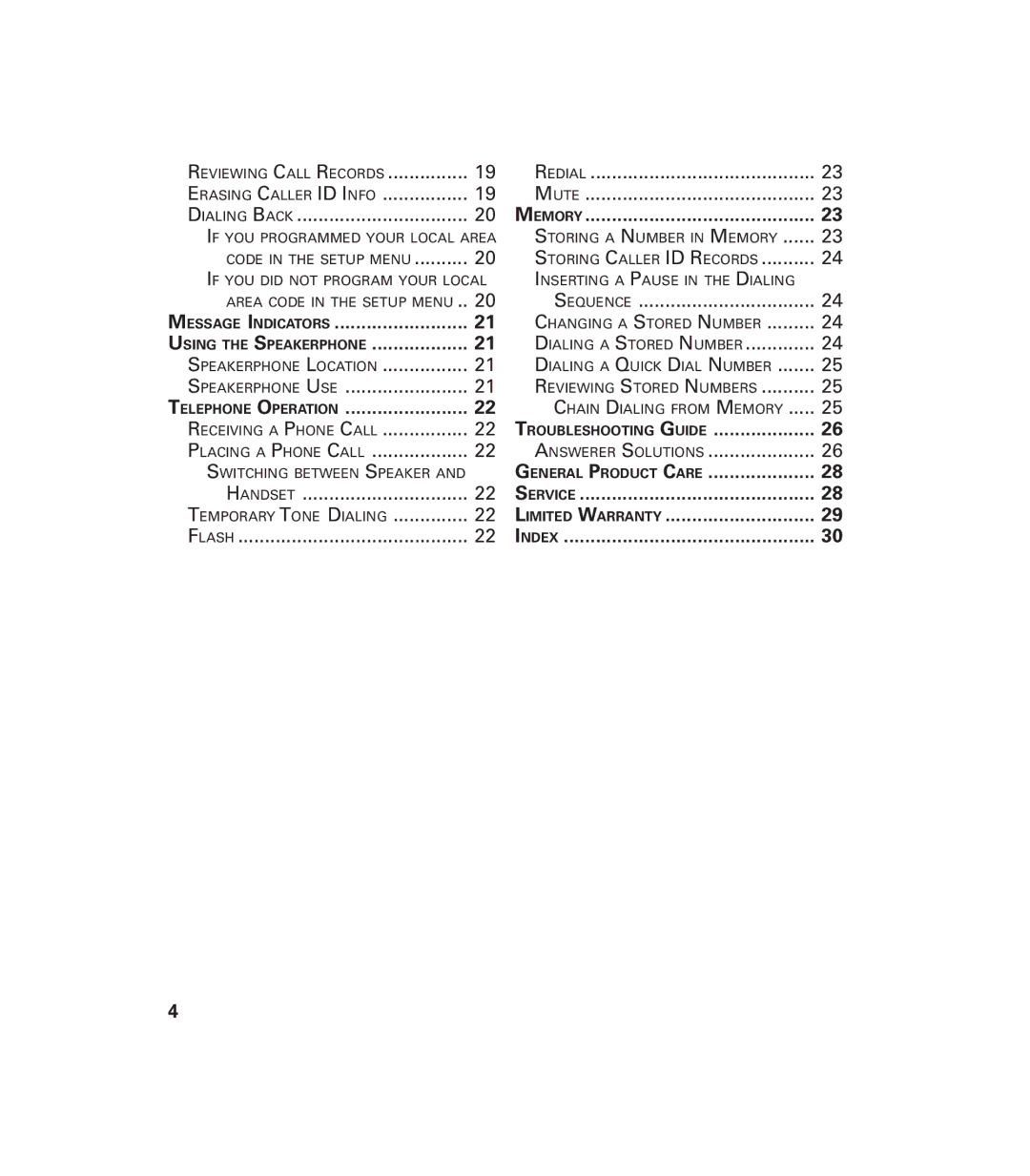 GE 29897 manual Telephone Operation 