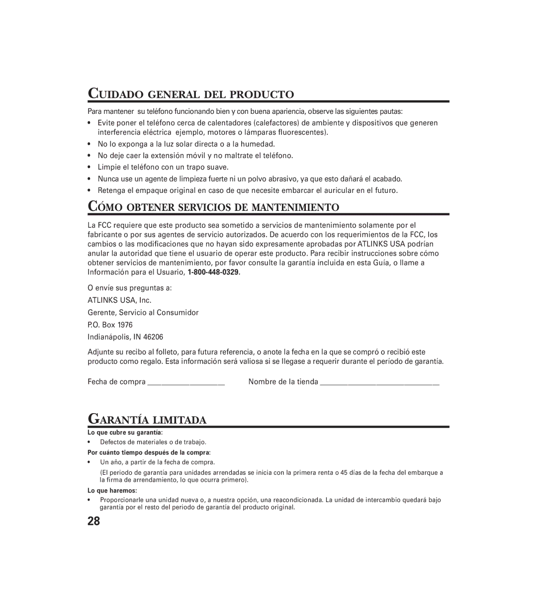 GE 29897 manual Cuidado General DEL Producto, Cómo Obtener Servicios DE Mantenimiento, Garantía Limitada 