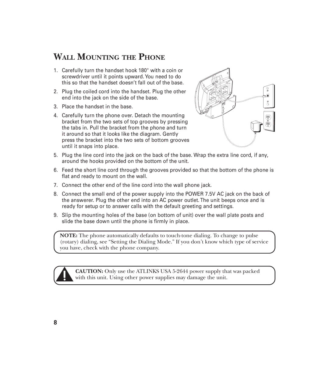 GE 29897 manual Wall Mounting the Phone 