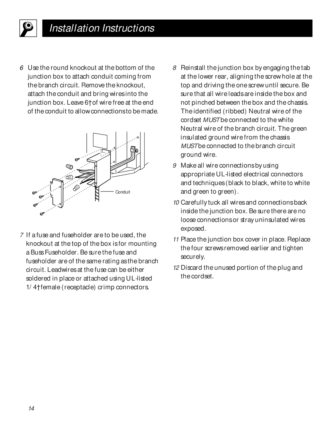 GE 3200 installation instructions Conduit 