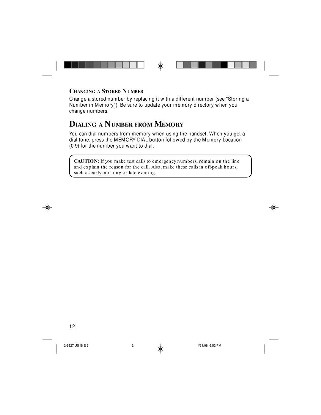 GE 347A8329-0001, 2-9827A instruction manual Dialing a Number from Memory 