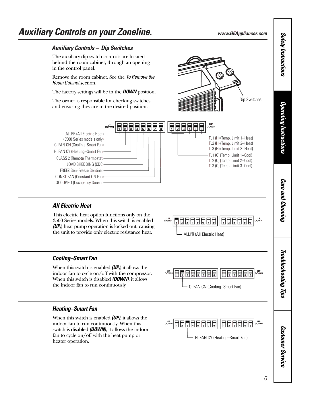 GE 2500, 3500 installation instructions Auxiliary Controls on your Zoneline 