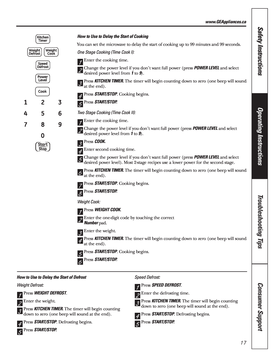 GE 350A4502P592 02-07 ATS Consumer Support, Safety Instructions, Operating Instructions, Troubleshooting Tips, Weight Cook 