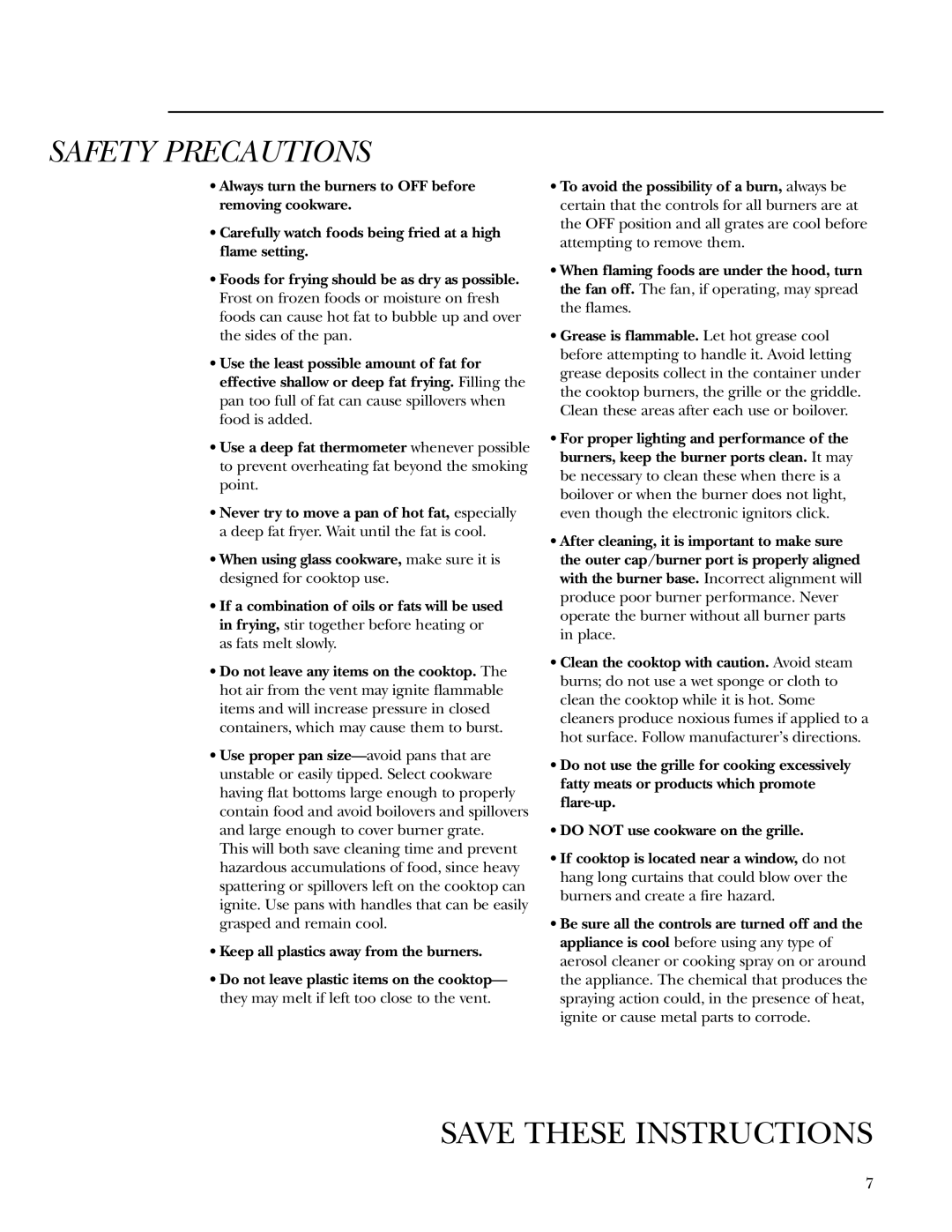 GE 36 owner manual Safety Precautions 