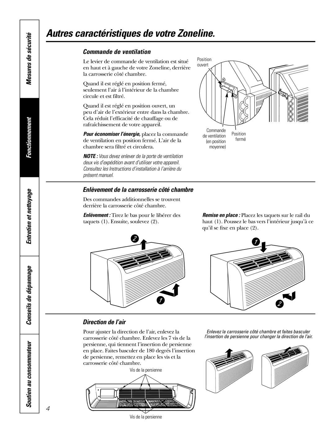 GE 3800 installation instructions Autres caractéristiques de votre Zoneline 