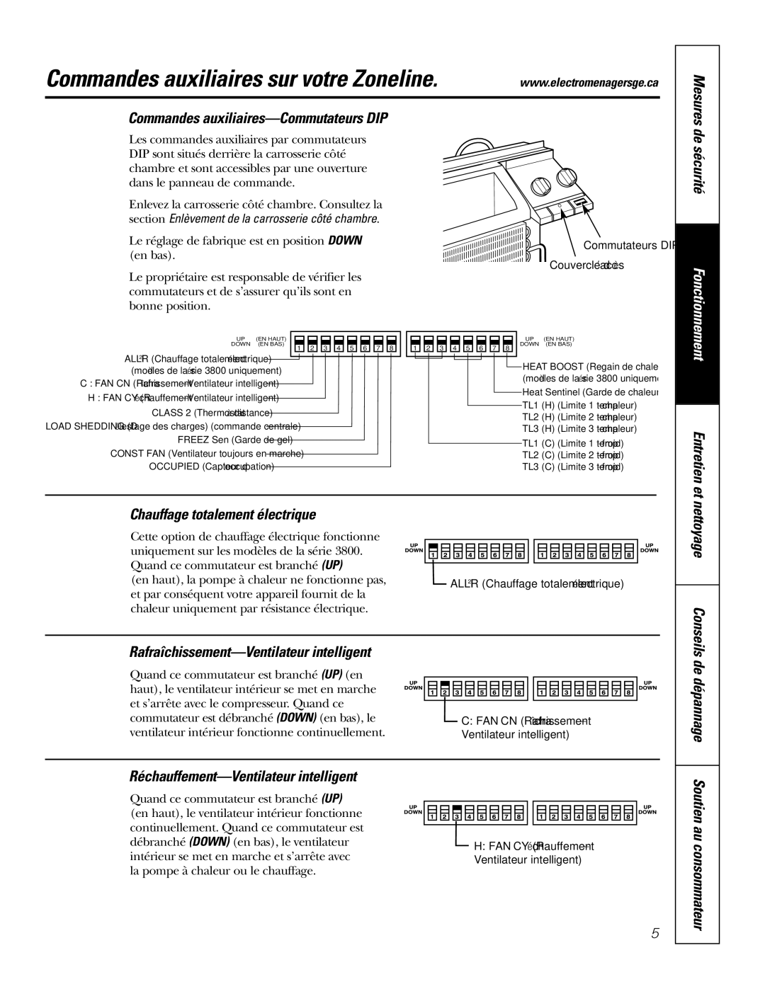 GE 3800 installation instructions Commandes auxiliaires sur votre Zoneline 