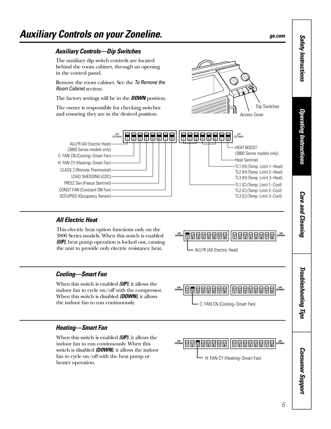 GE 3800 installation instructions Auxiliary Controls on your Zoneline 