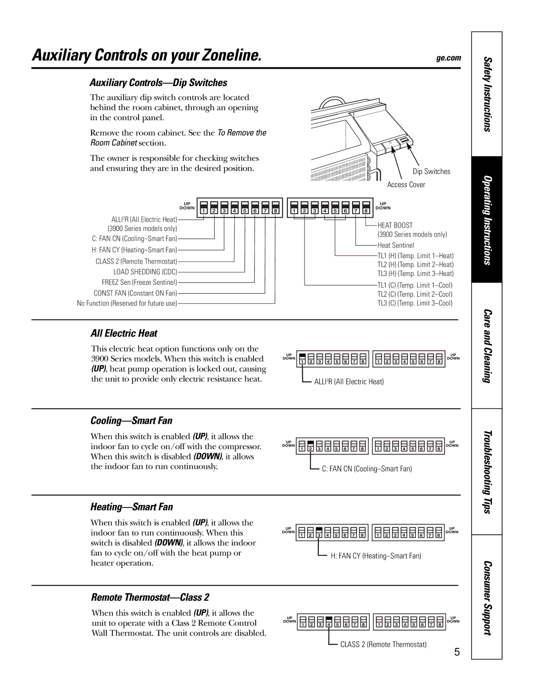 GE 2900, 3900 installation instructions Auxiliary Controls on your Zoneline 