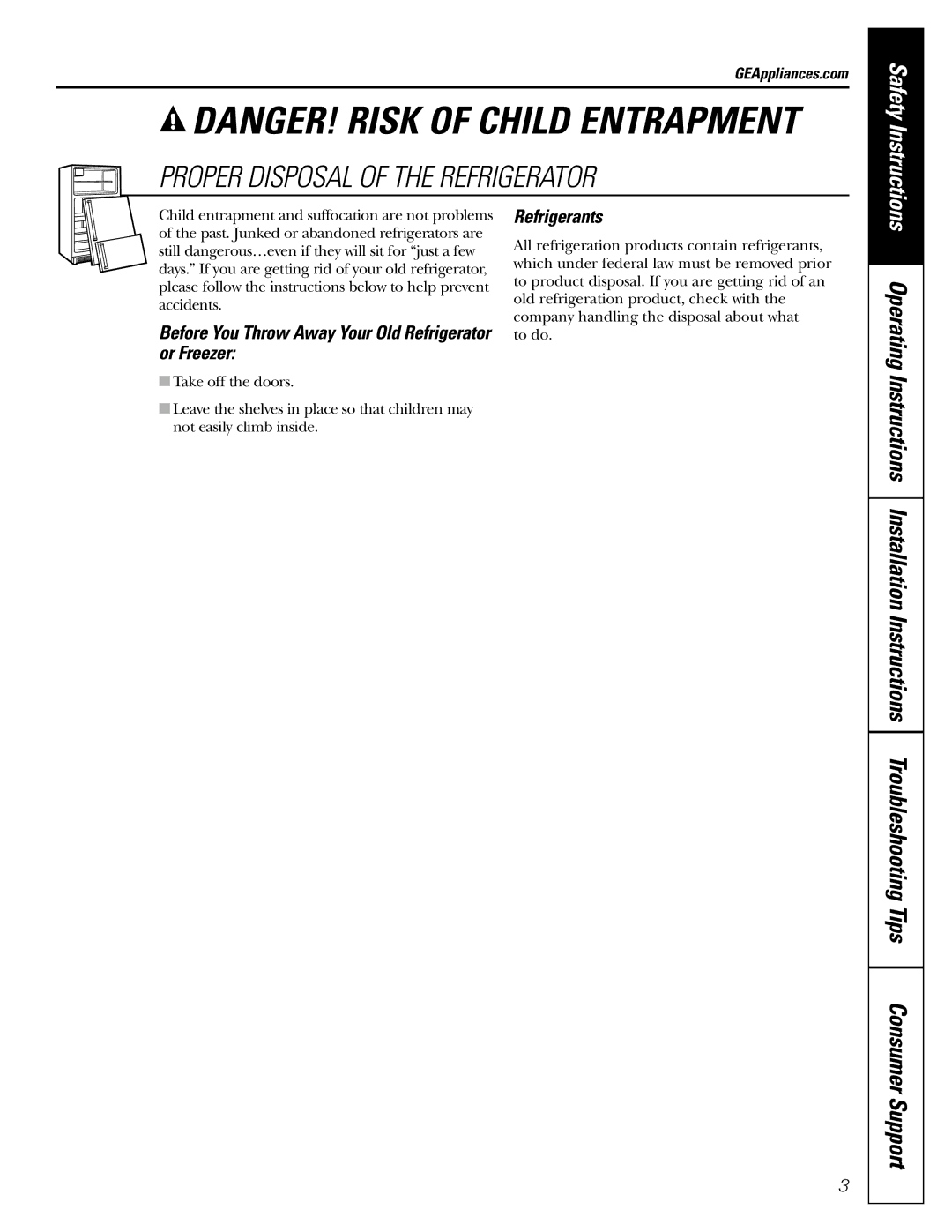 GE 48, 42 owner manual Before You Throw Away Your Old Refrigerator or Freezer, Refrigerants, GEAppliances.com 