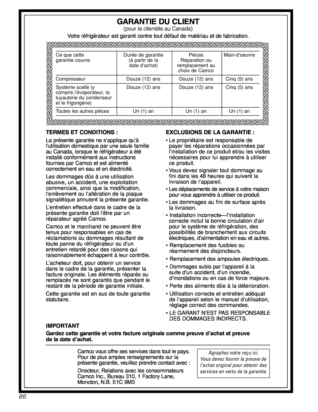 GE 42, 48 owner manual Garantie Du Client, Termes Et Conditions, Exclusions De La Garantie 