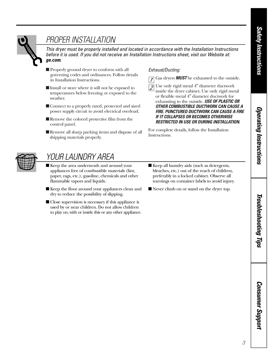 GE 450 operating instructions Proper Installation, Operating Instructions 