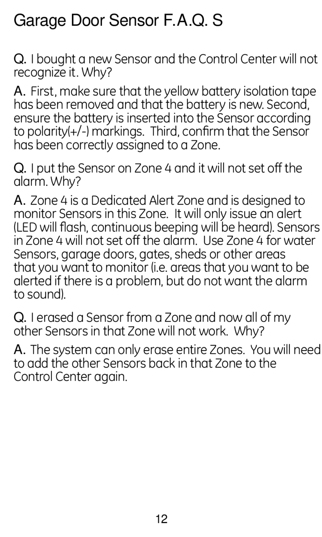 GE 45130 user manual Garage Door Sensor F.A.Q.’S 