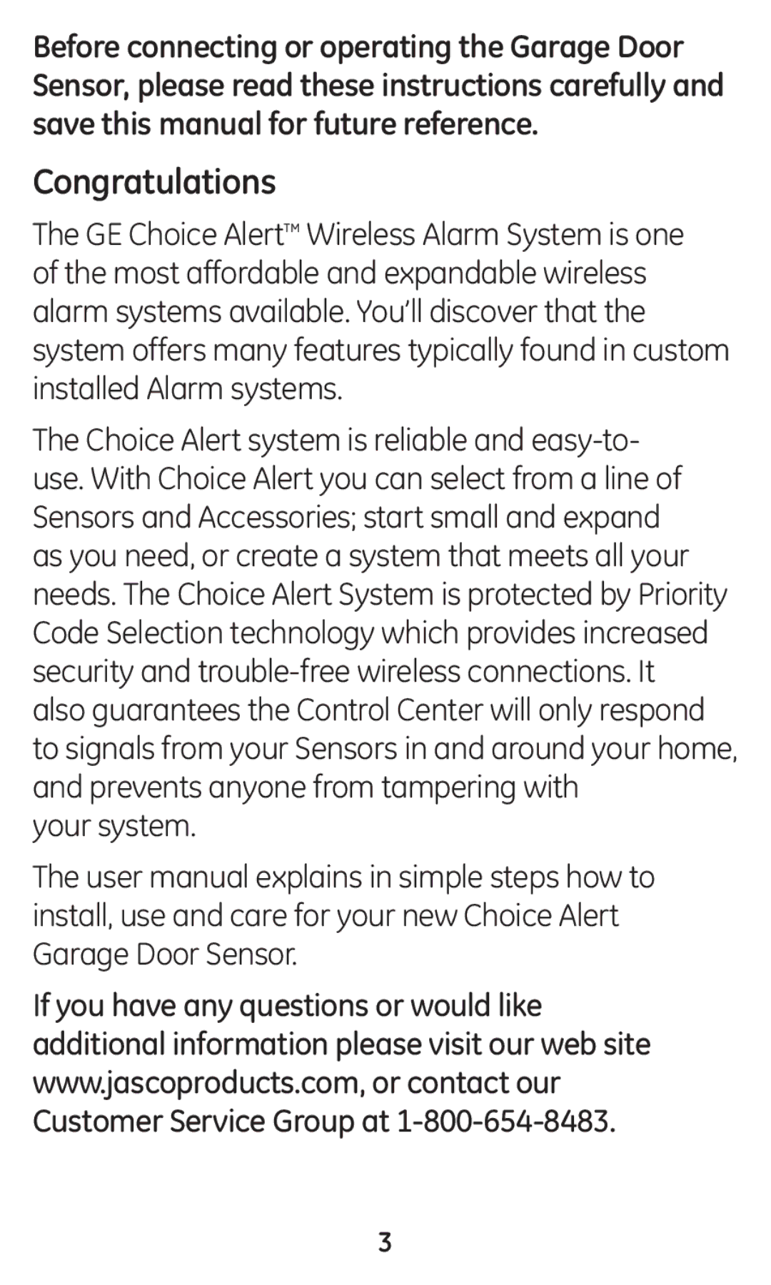 GE 45130 user manual Congratulations, Your system 