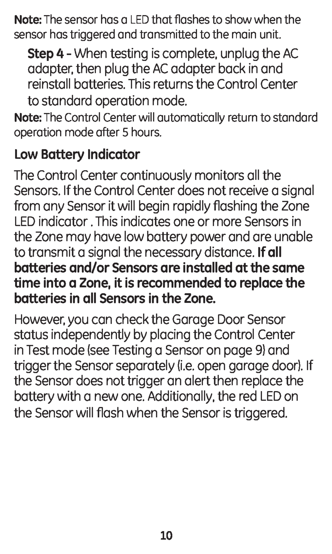 GE 45130 user manual Low Battery Indicator 