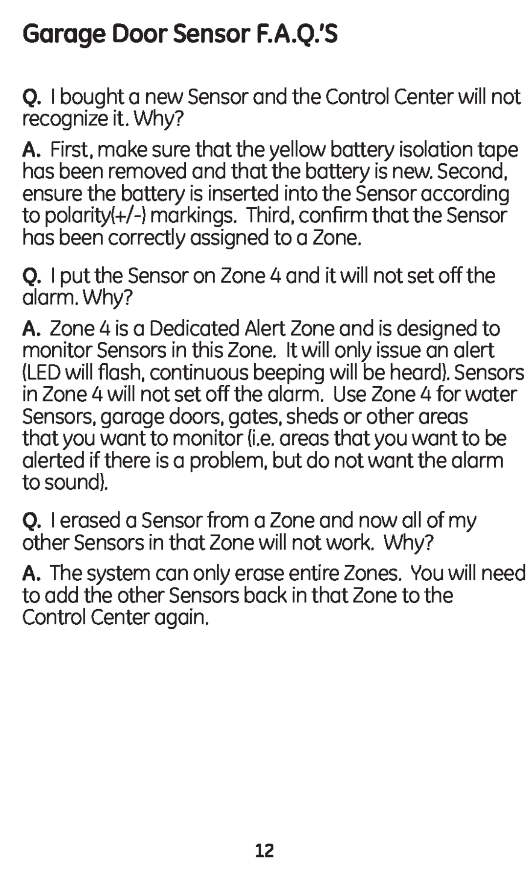 GE 45130 user manual Garage Door Sensor F.A.Q.’S 
