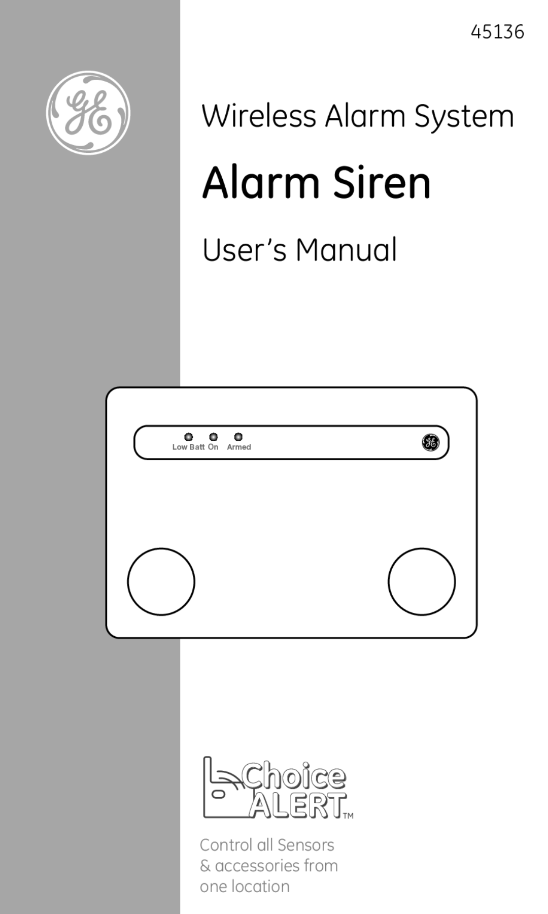 GE 45136 user manual Alarm Siren 