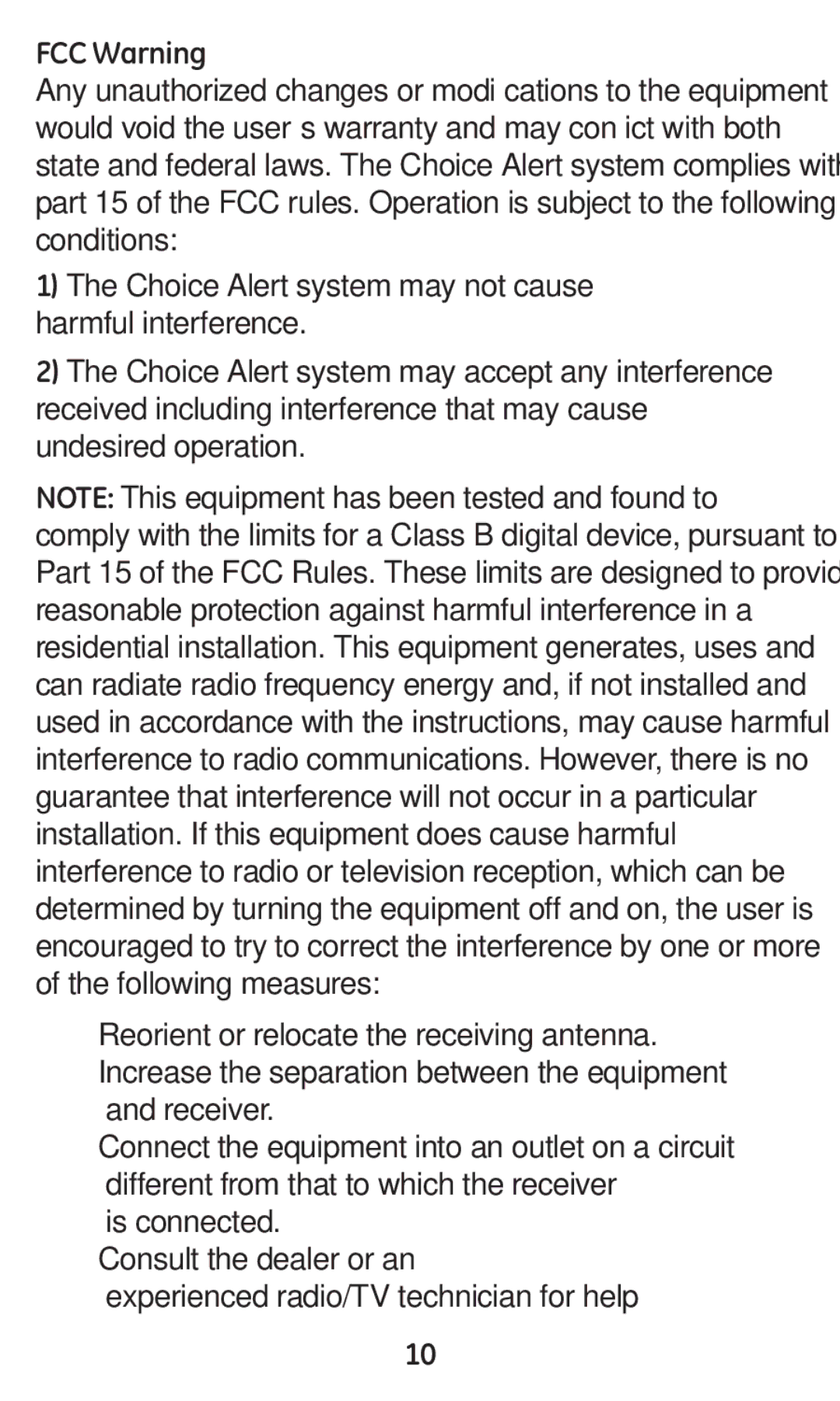 GE 45137 user manual FCC Warning 