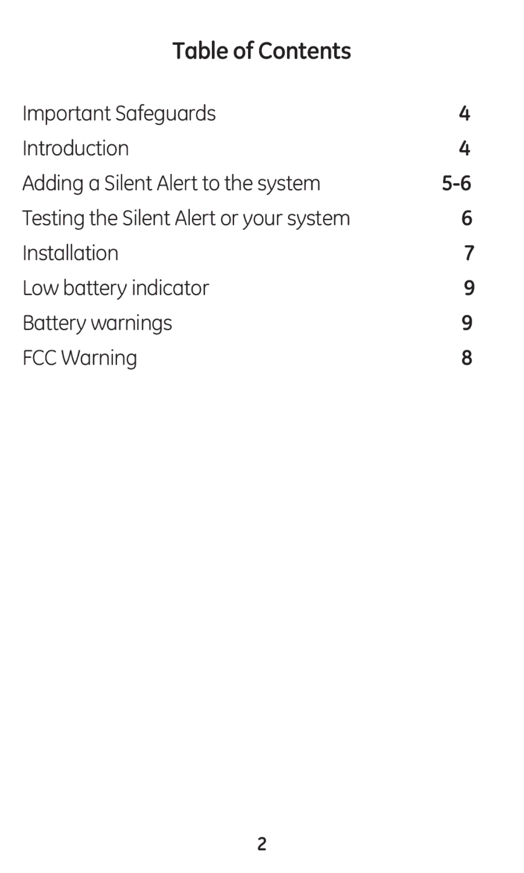 GE 45137 user manual Table of Contents 