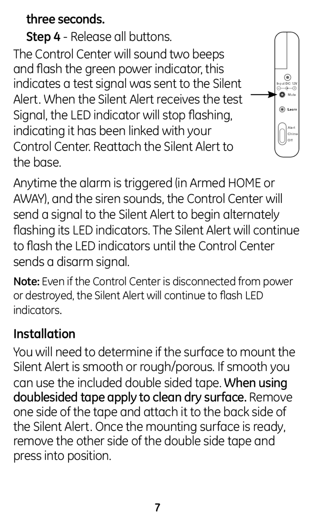 GE 45137 user manual Three seconds, Release all buttons, Installation 