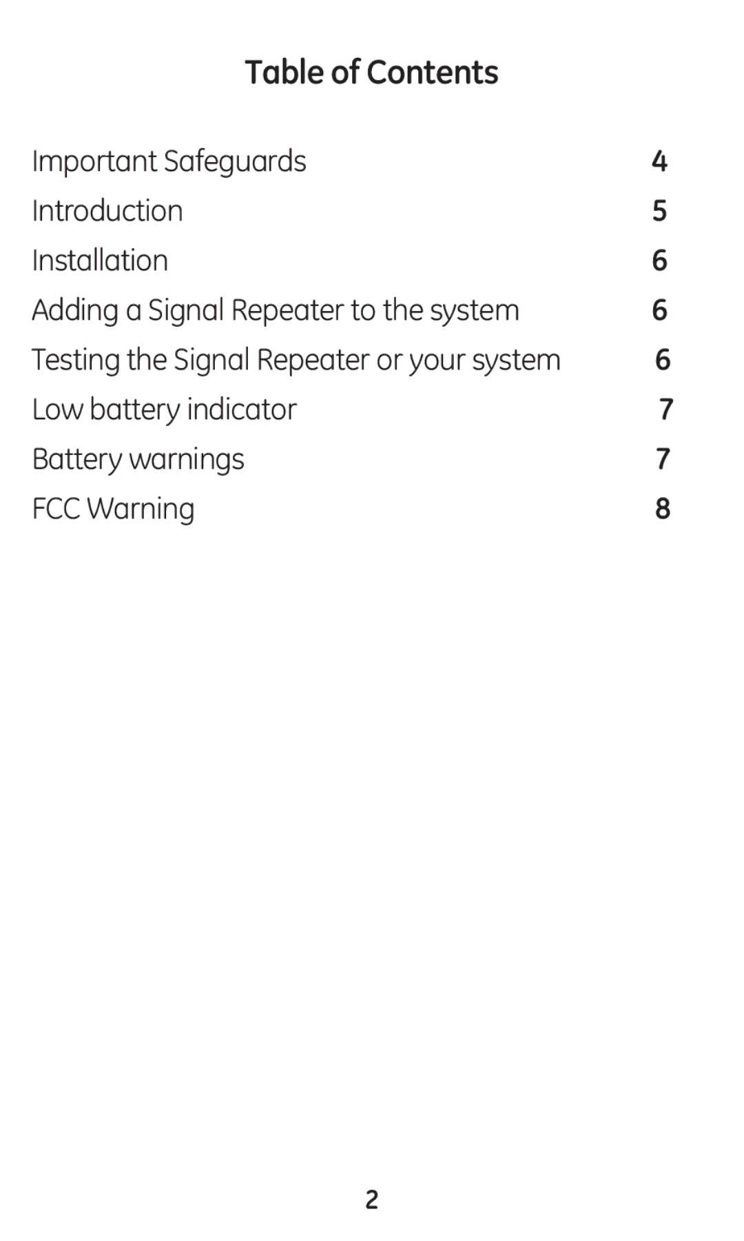 GE 45138 user manual Table of Contents 