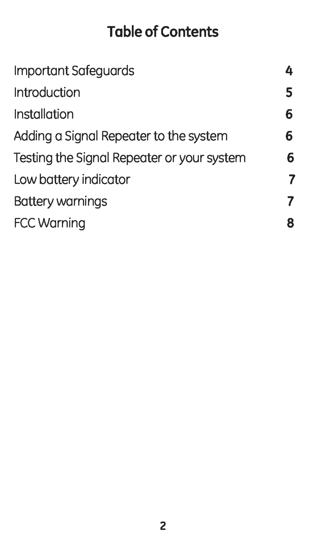 GE 45138 user manual Table of Contents 