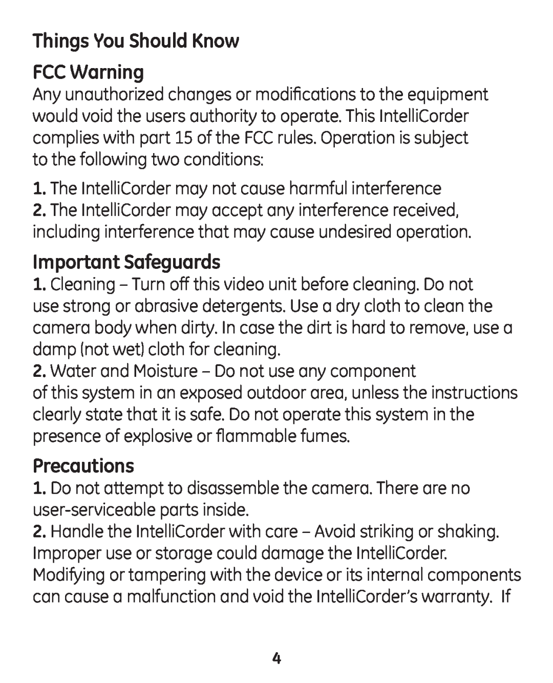 GE 45227-1 manual Things You Should Know FCC Warning, Important Safeguards, Precautions 