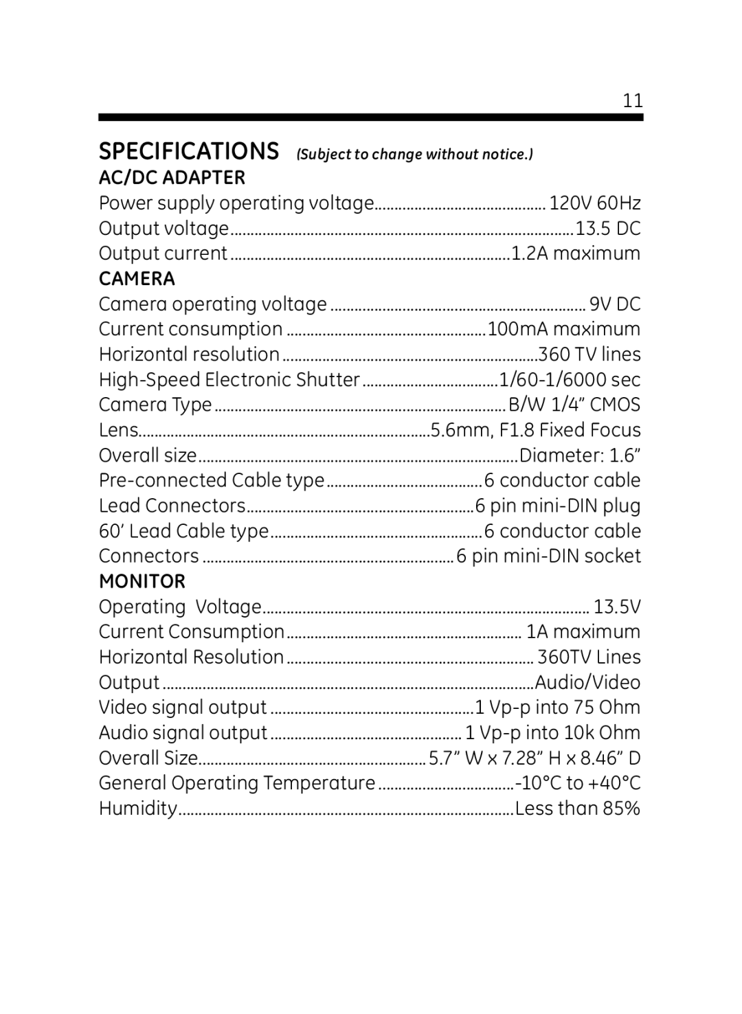 GE 45232 user manual AC/DC Adapter 