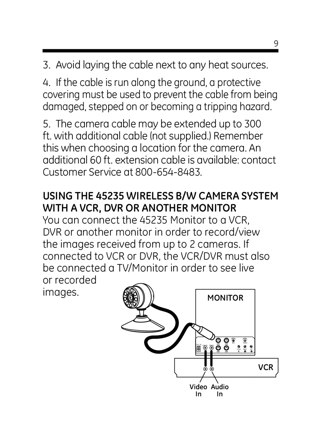 GE 45232 user manual Avoid laying the cable next to any heat sources 