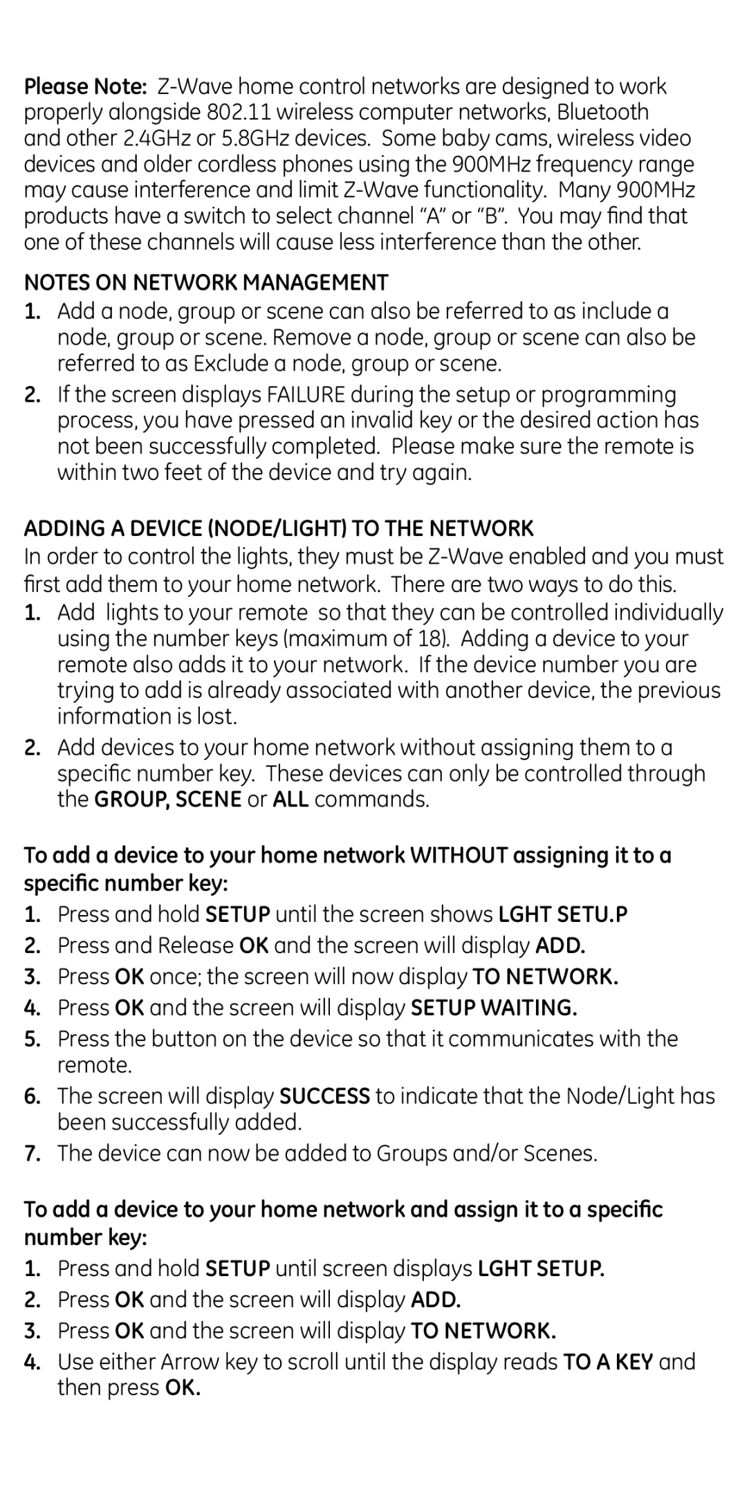 GE 45601 manual Adding a Device NODE/LIGHT to the Network 