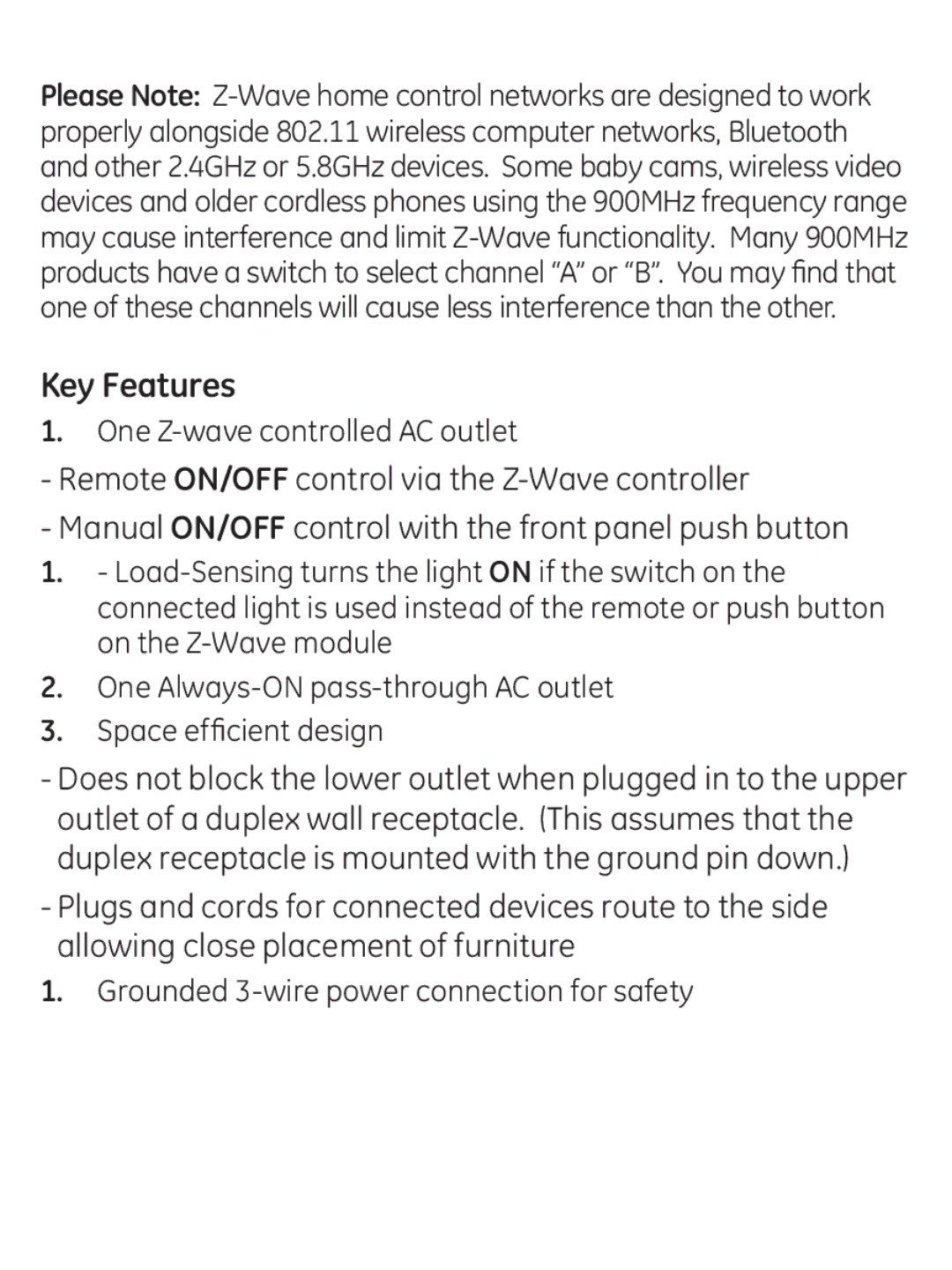 GE 45603 manual Key Features 