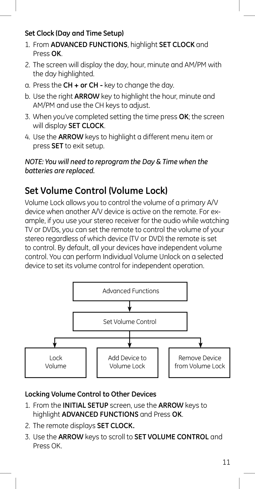 GE 45608 manual Set Volume Control Volume Lock, Locking Volume Control to Other Devices 