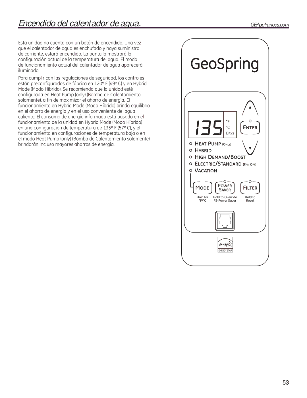 GE 49-50292 owner manual Encendido del calentador de agua, Loxplqdgr 