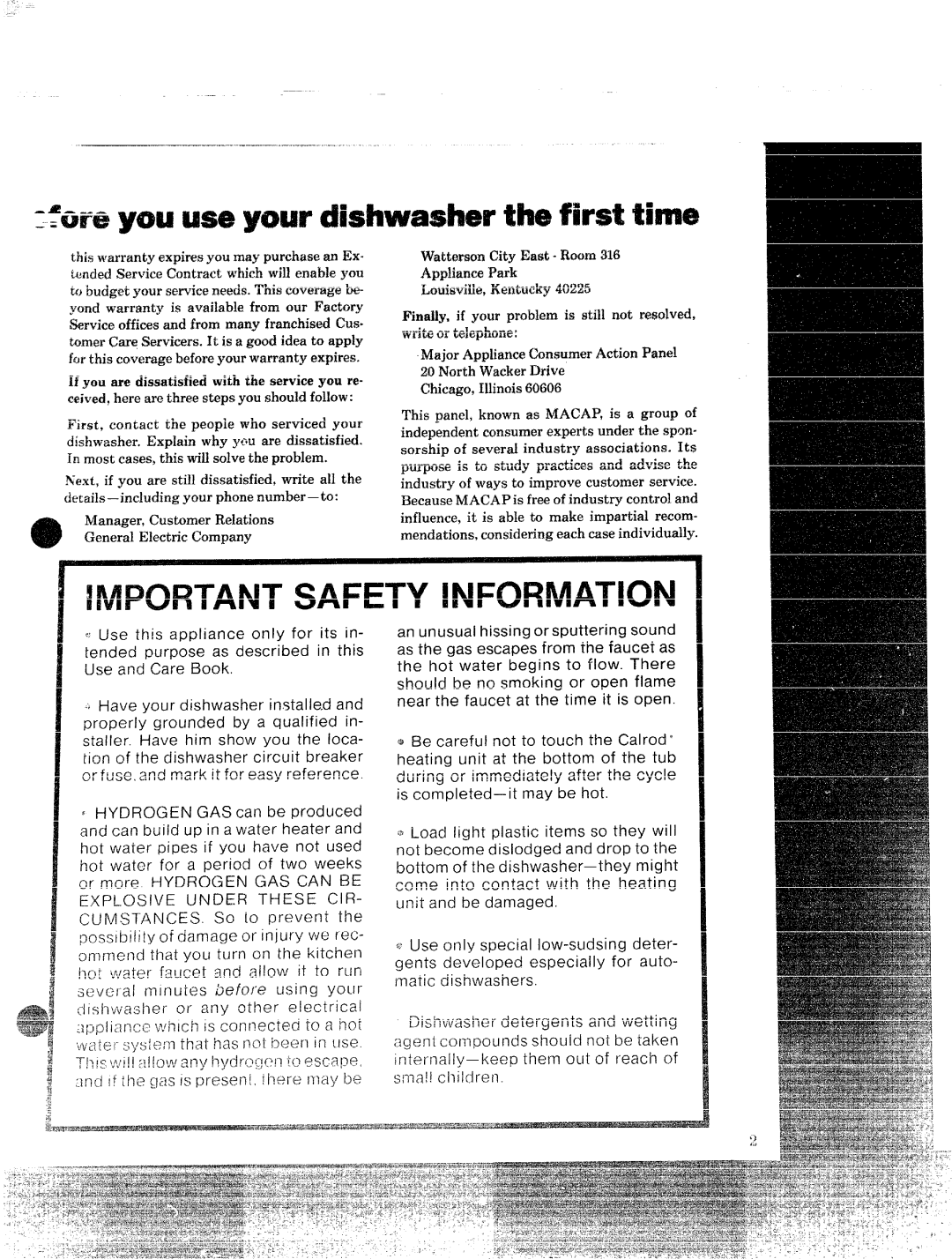 GE 49-5215 AppliancePark Louisvill~,Kentucky40225, 20NorthWackerDrive Chicago,Illinois60606, ~atterson city ~ast Room316 