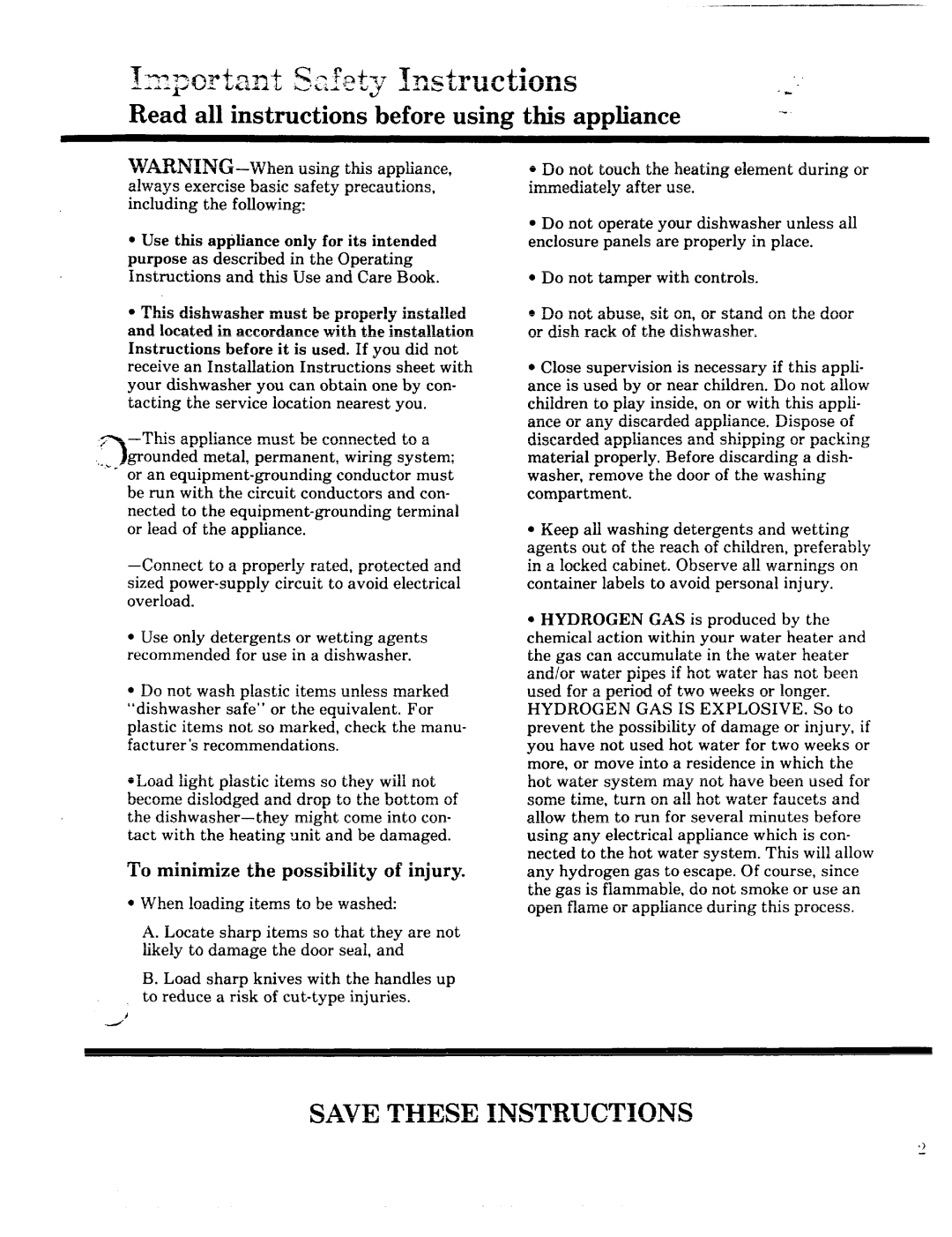 GE 49-5301-1 manual ‘AA-vportant. Sddy kdmwtiom, Read all instructions before using this appliance 