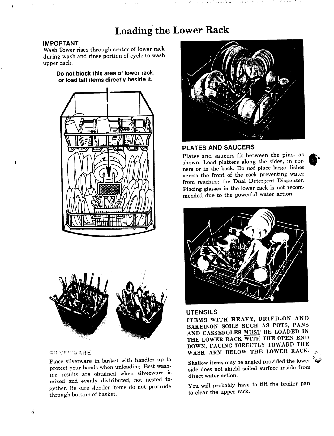 GE 49-5301-1 manual Loading the Lower Rack 