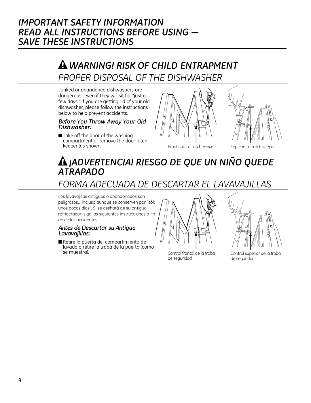 GE 49-55077 owner manual ¡ADVERTENCIA! Riesgo DE QUE UN Niño Quede Atrapado 