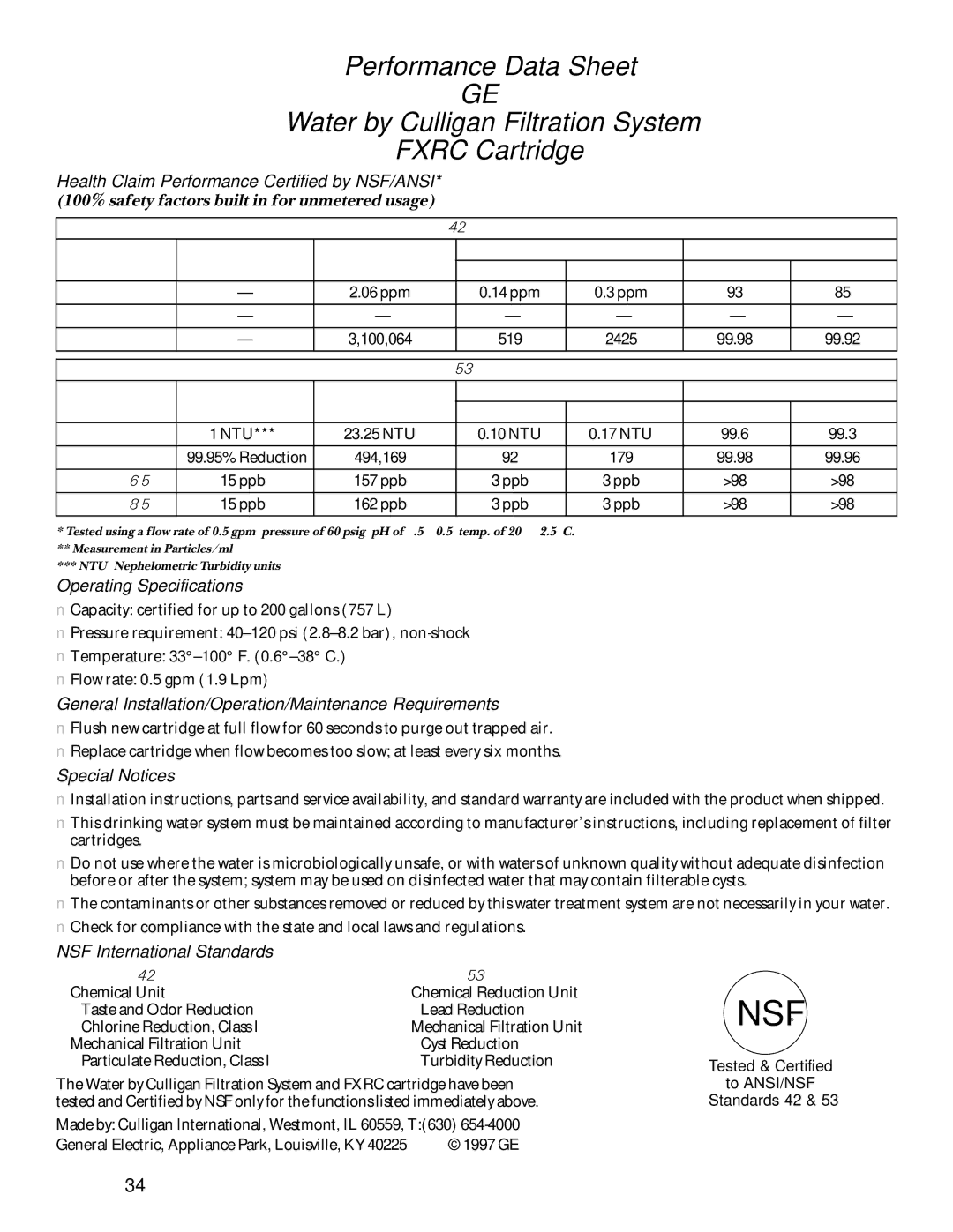 GE 162D9617P008 Operating Specifications, General Installation/Operation/Maintenance Requirements, Special Notices 