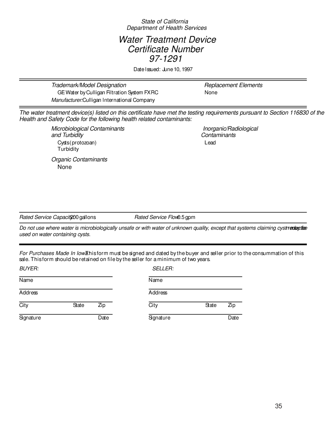 GE 24 CustomStyle State of California Department of Health Services, Trademark/Model Designation Replacement Elements 