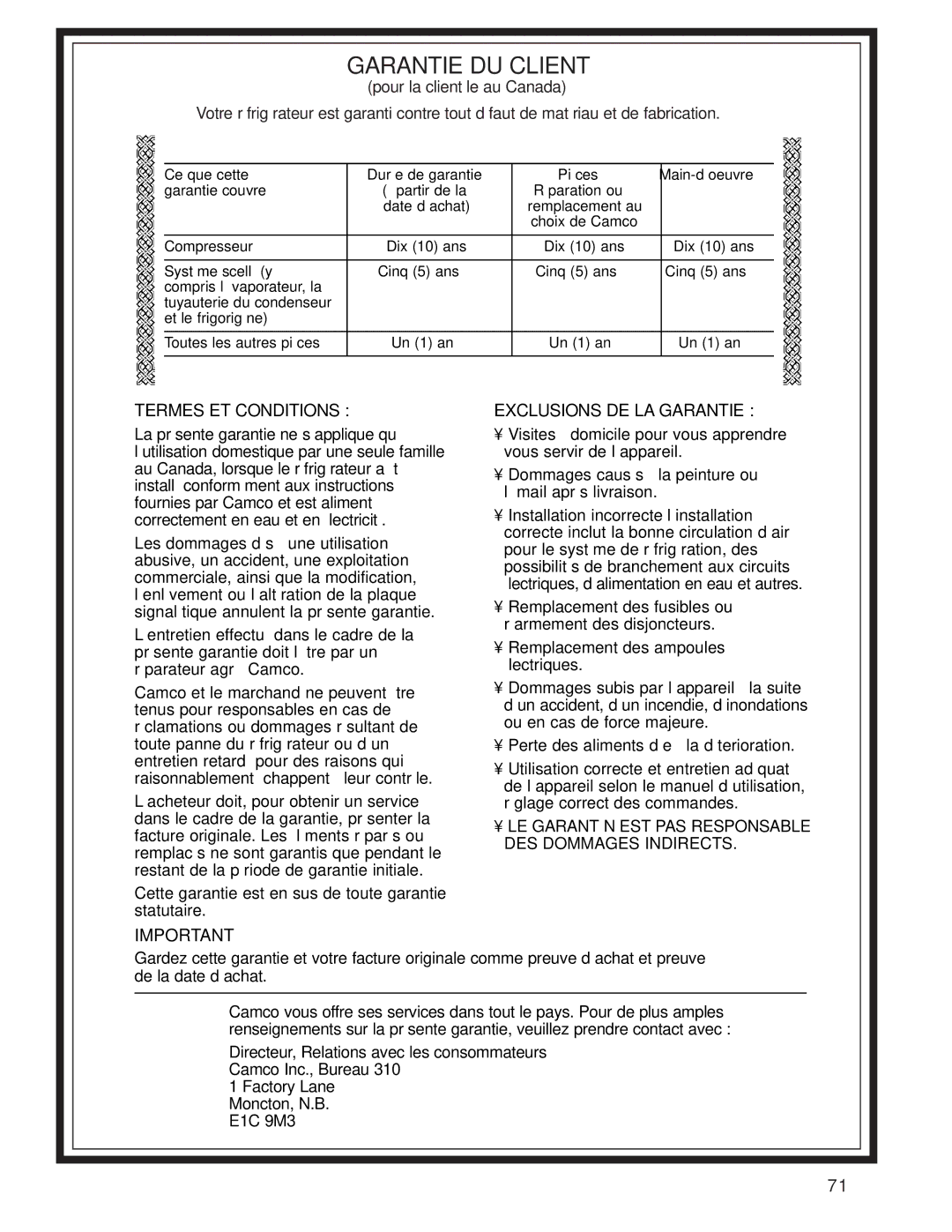 GE 24 CustomStyle, 49-60021-2, 162D9617P008 owner manual Garantie DU Client 