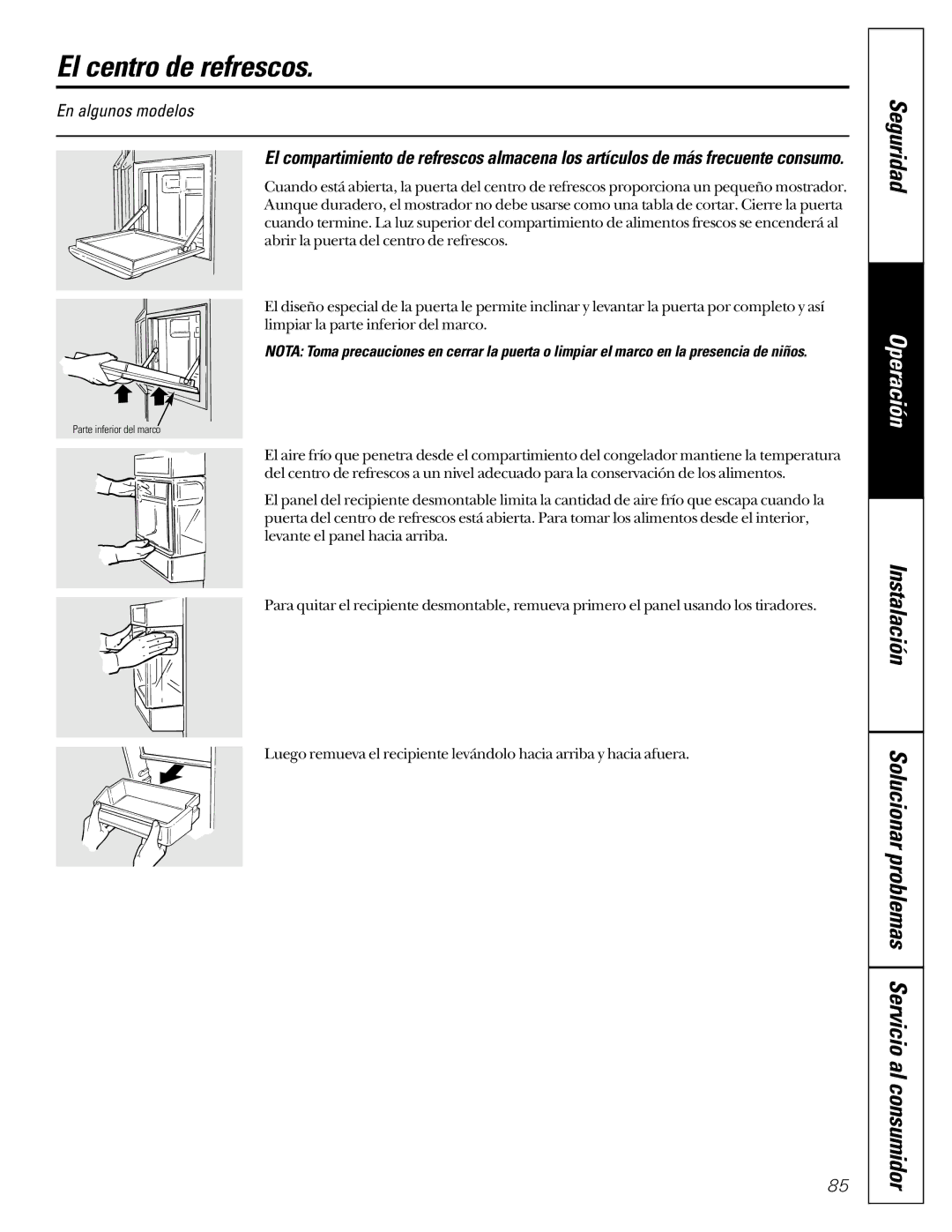 GE 162D9617P008, 49-60021-2, 24 CustomStyle owner manual El centro de refrescos 