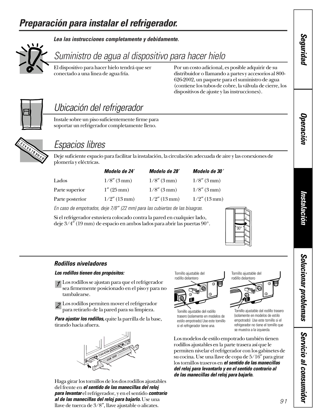 GE 162D9617P008, 49-60021-2 Preparación para instalar el refrigerador, Suministro de agua al dispositivo para hacer hielo 