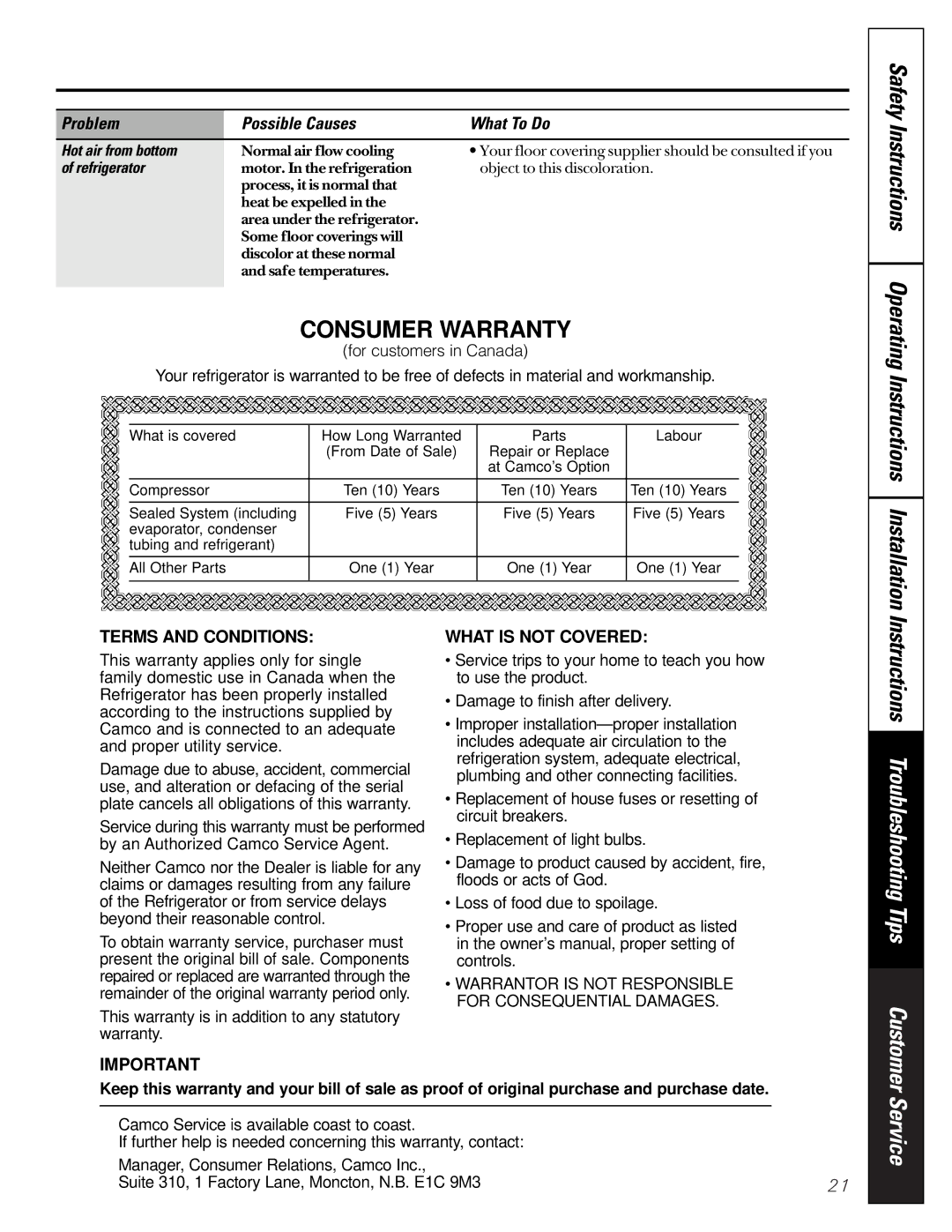 GE 162D7744P009 Instructions Troubleshooting Tips, Service, Safety Instructions Operating Instructions Installation 