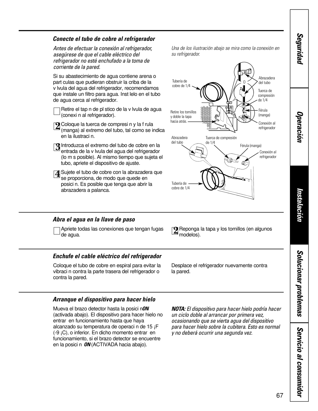 GE 162D7744P009, 49-60080 7-00 JR owner manual Conecte el tubo de cobre al refrigerador, Abra el agua en la llave de paso 