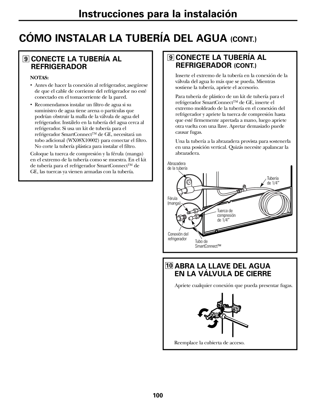 GE 49-60111, 162D9625P005 installation instructions Conecte LA Tubería AL Refrigerador, Notas 